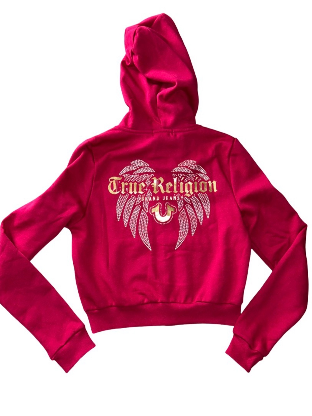 TRUE RELIGION BLING GLITTER SILVER WINGS FLEECE ZIP UP HOODIE NWT - Picture 6 of 11